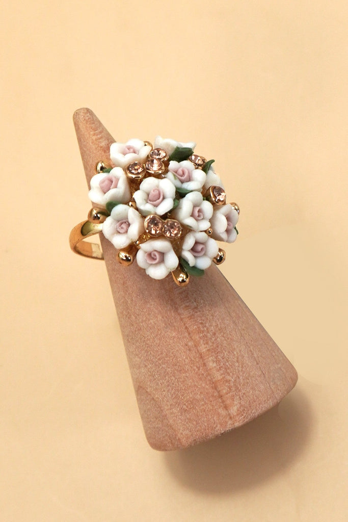 BLOSSOM FLOWER ADJUSTABLE GOLD RING | 80R104