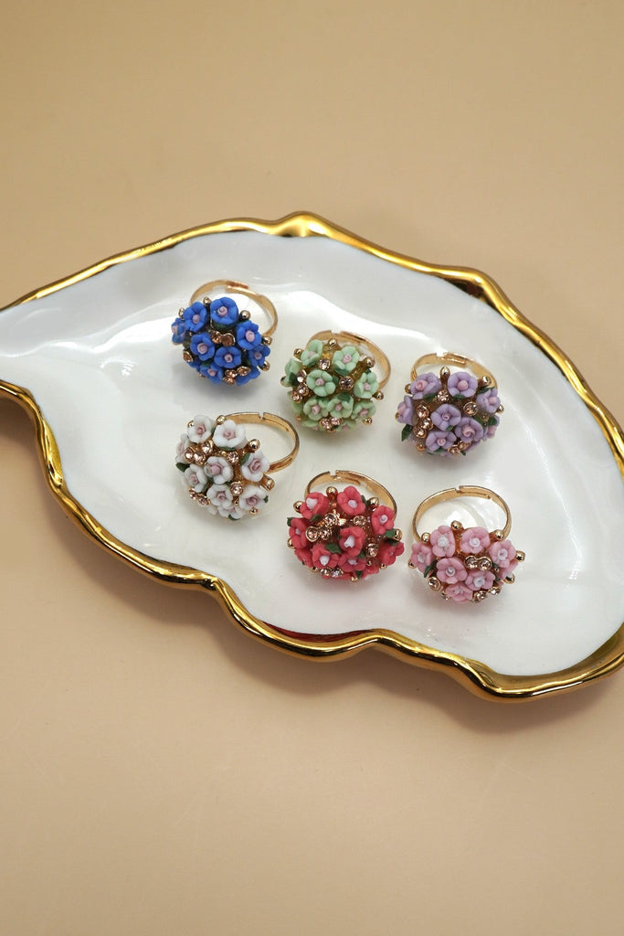 BLOSSOM FLOWER ADJUSTABLE GOLD RING | 80R104