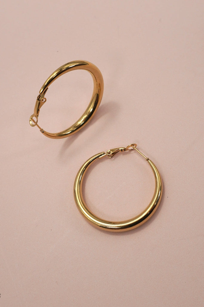 18K STAINLESS STEEL WATERPROOF TARNISH FREE HOOPS | 40E418