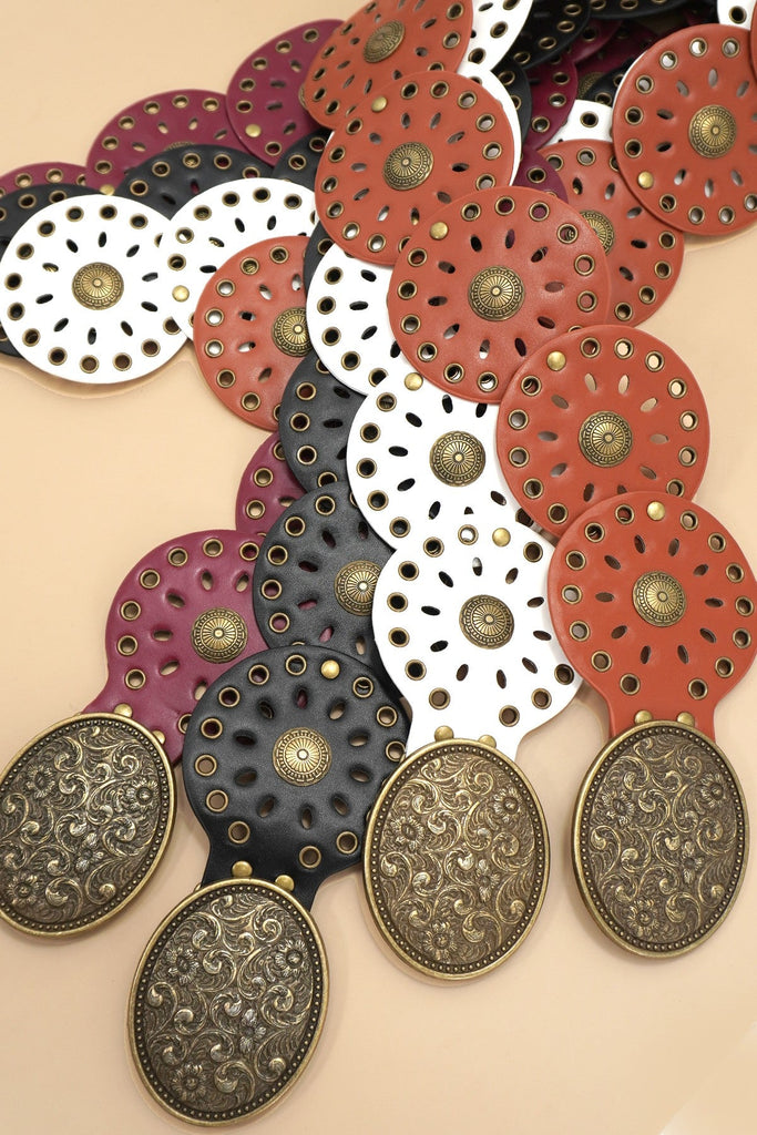 Studded Oval Disc Snap Y Shape Punk Belt | 40BT658