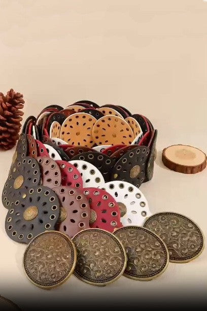 Studded Oval Disc Snap Y Shape Punk Belt | 40BT658