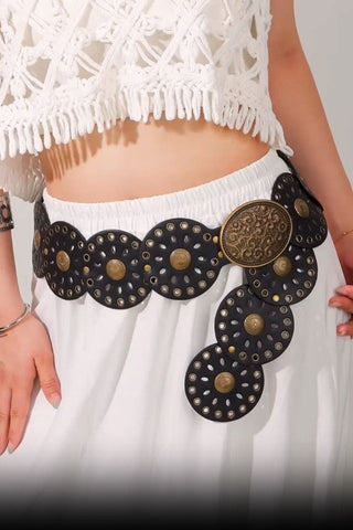 Studded Oval Disc Snap Y Shape Punk Belt | 40BT658