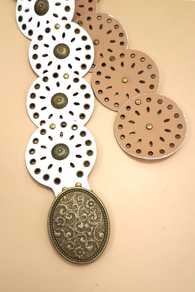 Studded Oval Disc Snap Y Shape Punk Belt | 40BT658