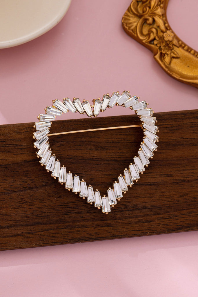 Baguette Stone Heart Shape Brooch | 80P074