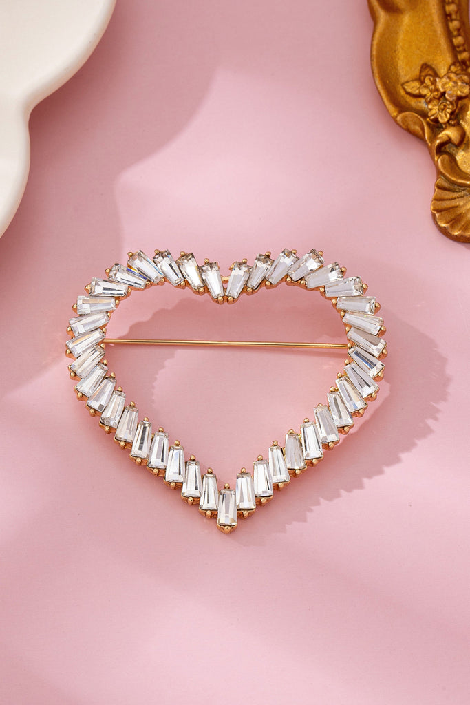 Baguette Stone Heart Shape Brooch | 80P074