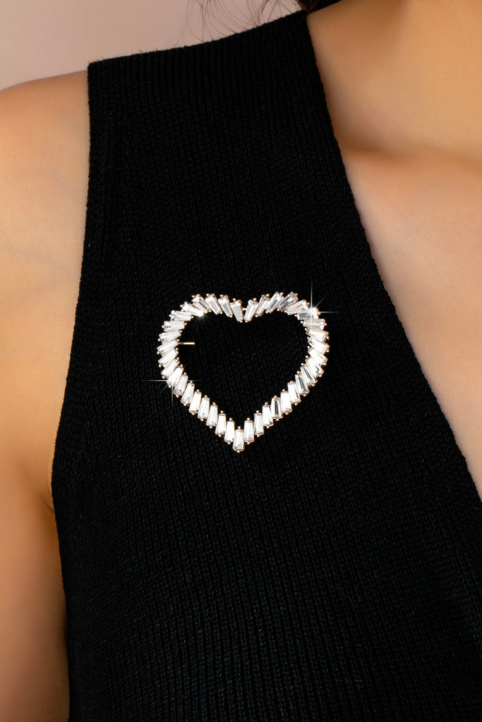 Baguette Stone Heart Shape Brooch | 80P074