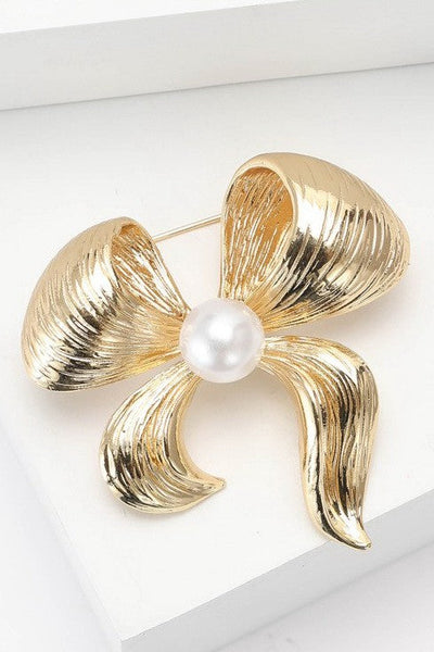 Vintage Elegant Pearl Bow Brooch Pin | 40BC314