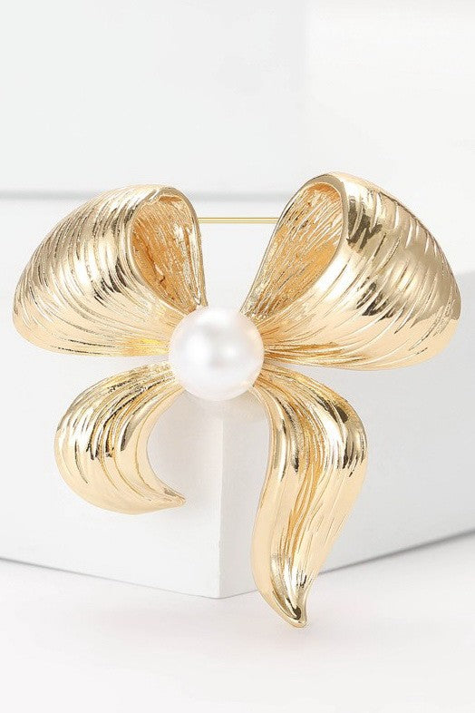 Vintage Elegant Pearl Bow Brooch Pin | 40BC314