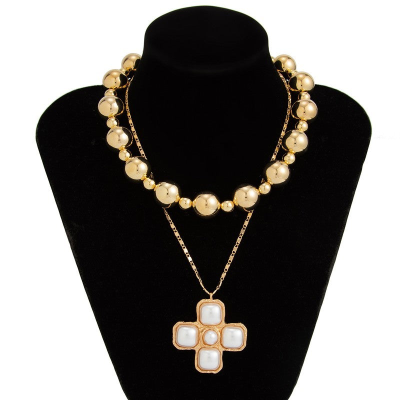 CROSS CHUNKY BALL CHAIN STATEMENT NECKLACE | 40NK9598