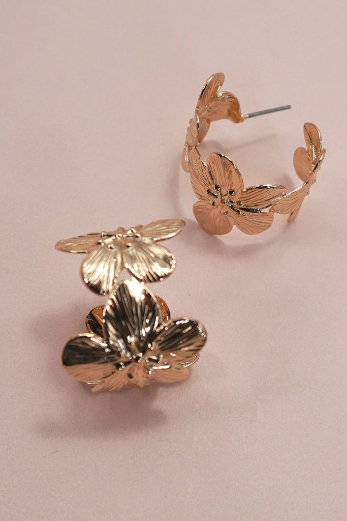 MULTI FLOWER CIRCULAR HOOP EARRINGS | 80E61354