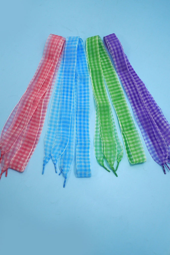 CHECKER SATIN ORGANZA SHOE LACE | 40SD112