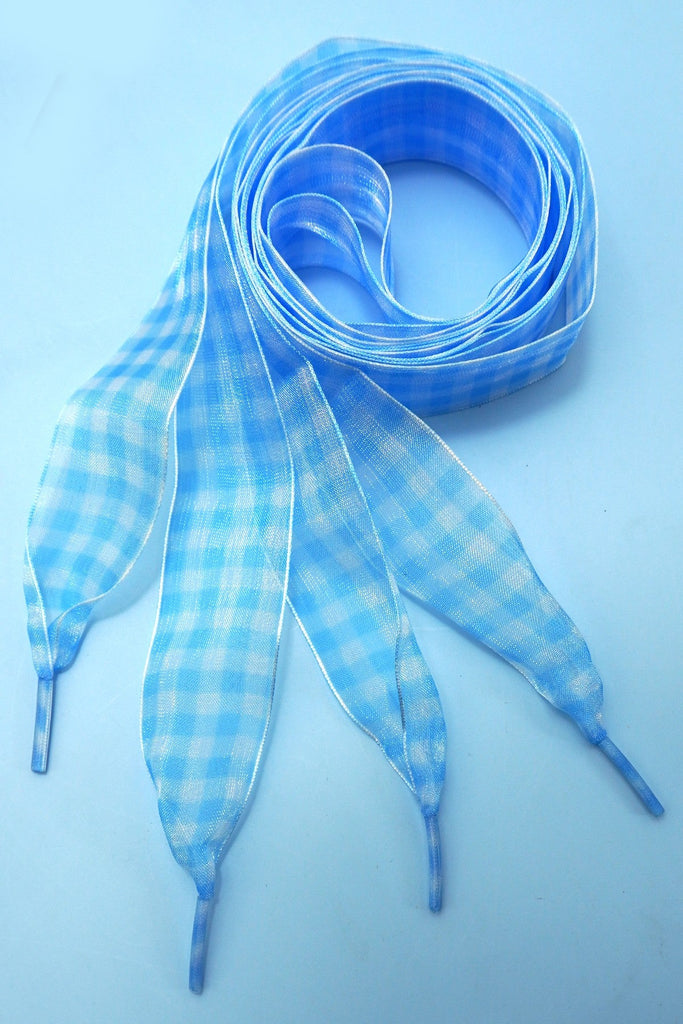 CHECKER SATIN ORGANZA SHOE LACE | 40SD112