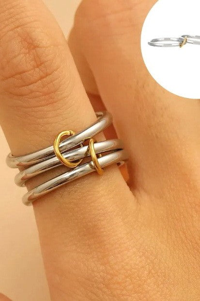Stainless Steel Stackable Plain Band Rings Linked | 40R134