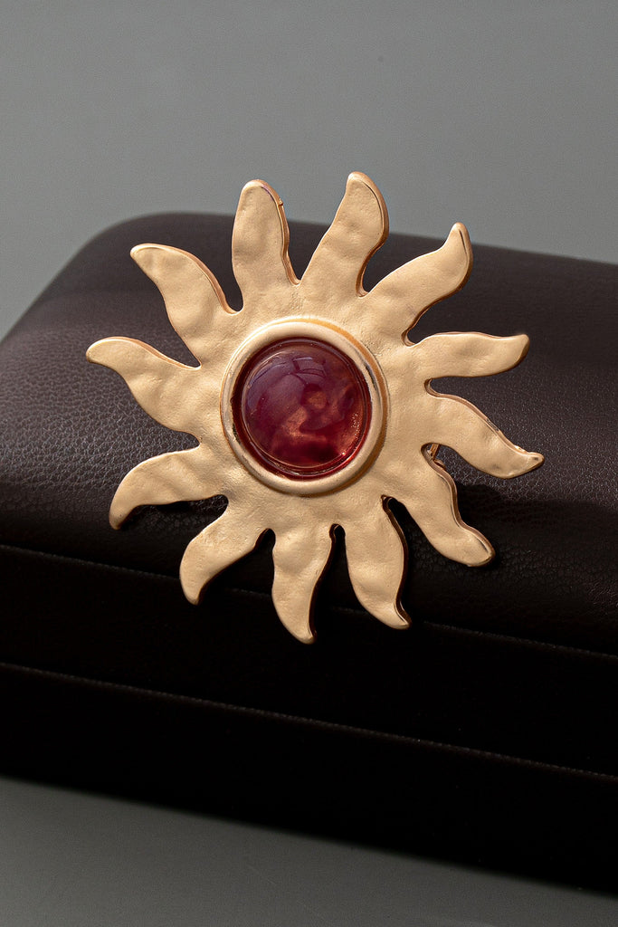 VINTAGE CELESTRIAL SUNBURST BROOCH PIN | 80BC058