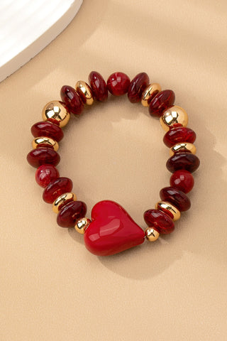 HANDMADE CHUNKY BEADED HEART CHARM BRACELET | 80B1548