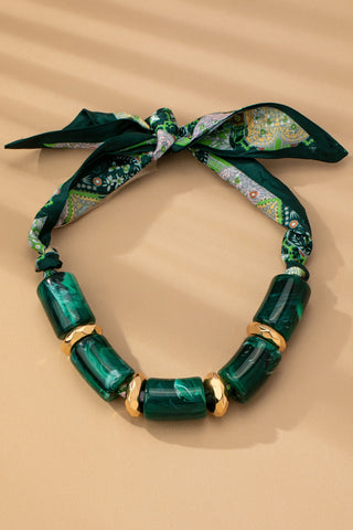 HANDMADE SCARF NECKLACE-CHUNKY MARBLE RESIN | 80N92488