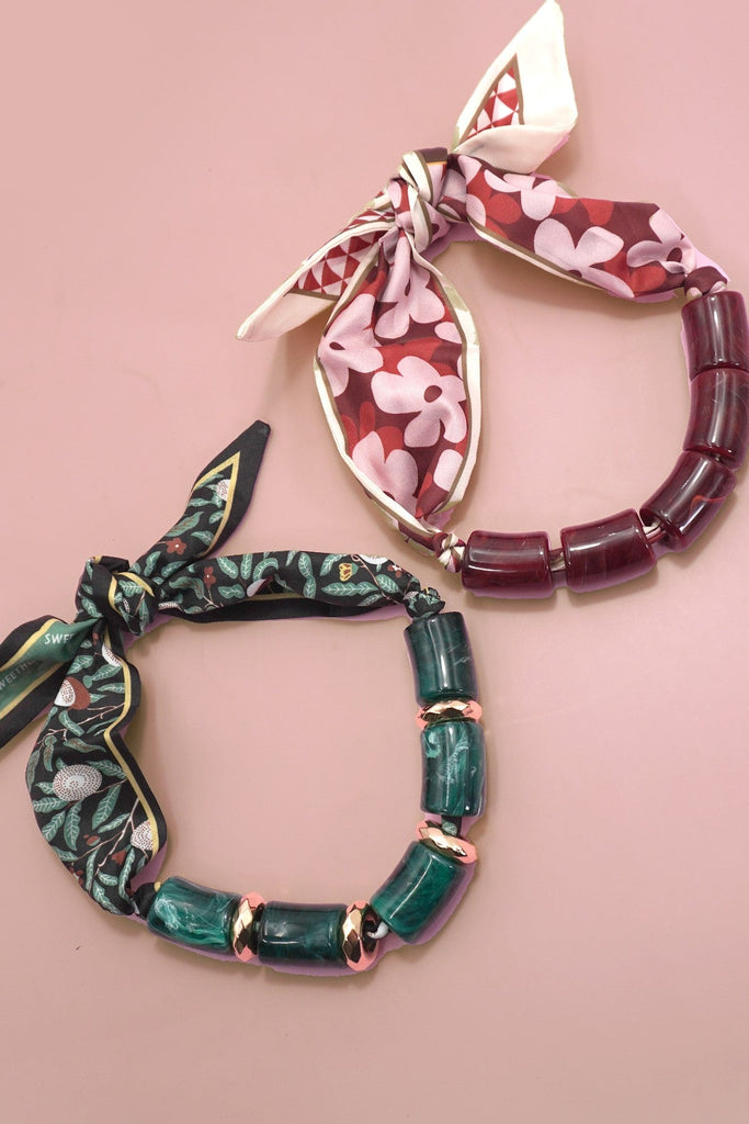 HANDMADE SCARF NECKLACE-CHUNKY MARBLE RESIN | 80N92488