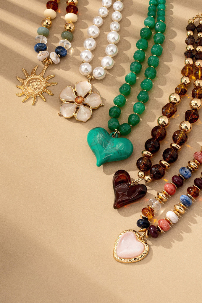 TRENDING HANDMADE CHUNKY BEADED CHARM NECKLACE | 80N92451