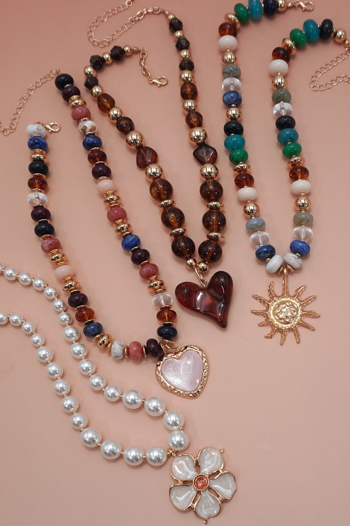 TRENDING HANDMADE CHUNKY BEADED CHARM NECKLACE | 80N92451