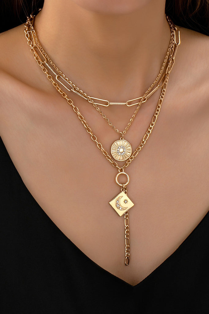 MULTI LAYER CELESTIAL MOON CHARM NECKLACE | 80N92456