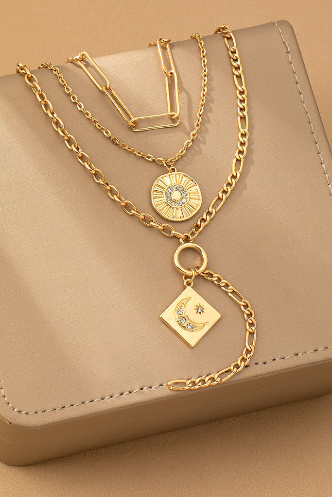 MULTI LAYER CELESTIAL MOON CHARM NECKLACE | 80N92456