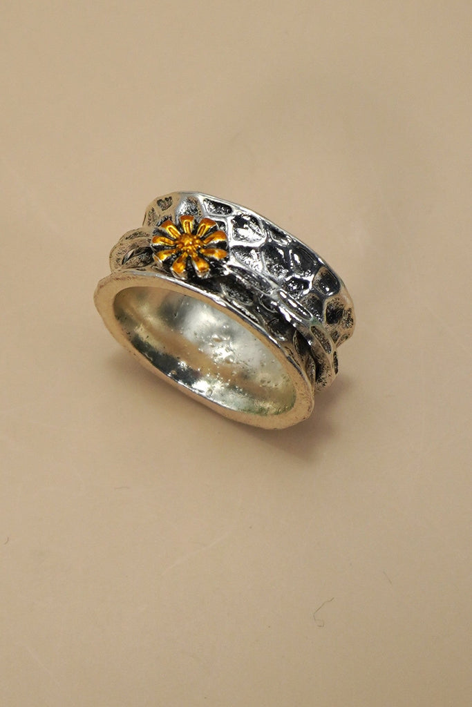 VINTAGE BOHO  TWO TONE SUNFLOWER STATEMENT RING | 80R091