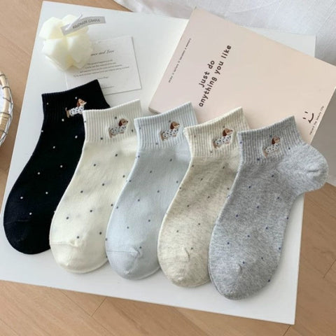 WOMAN DOG POLKA DOT ANKLE THROWBACK SOCKS | 40S02070