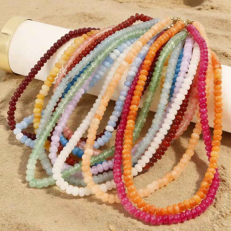 Colorful Rondelle Glass Bead Necklace | 40NK9838