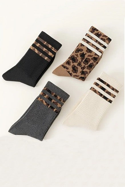 WOMAN ANIMAL LEOPARD HALF CREW THROWBACK SOCKS | 40S02071