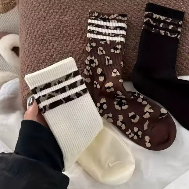 WOMAN ANIMAL LEOPARD HALF CREW THROWBACK SOCKS | 40S02071