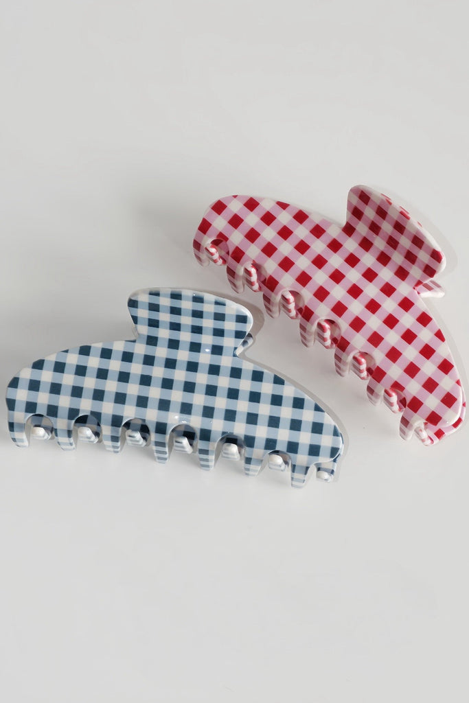 JUMBO STRIPE PLAID OVAL HAIR CLAW CLIPS | 40H1020