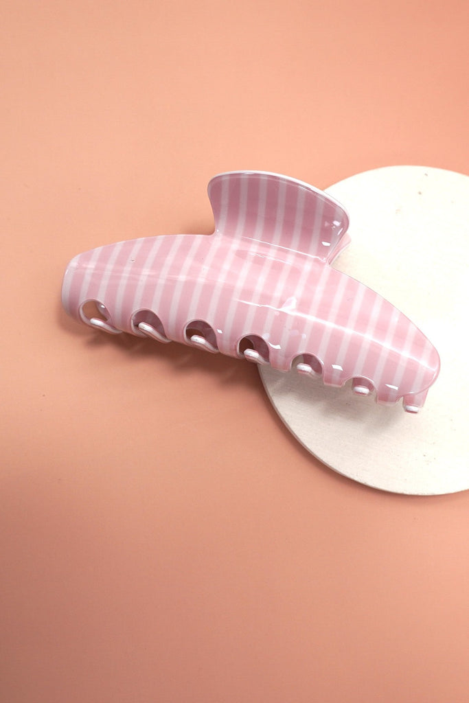 JUMBO STRIPE PLAID OVAL HAIR CLAW CLIPS | 40H1020