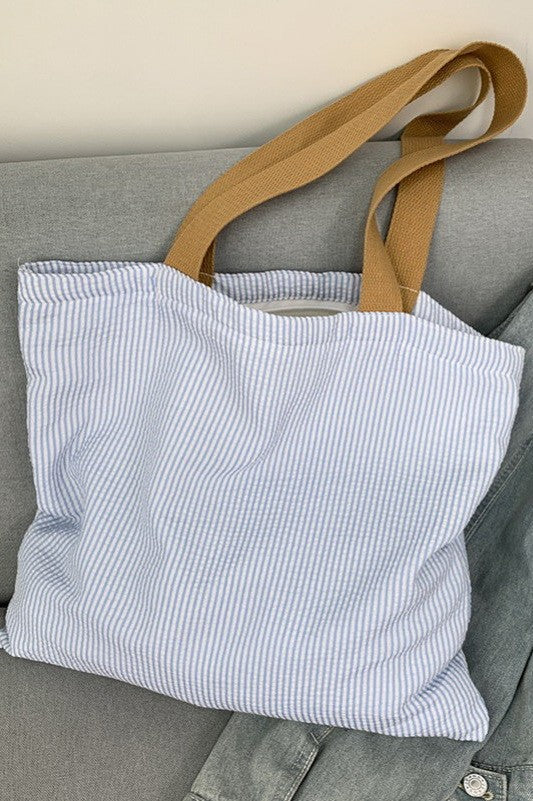 Large Organic colorful stripe Shoulder Tote Bag | 40P585