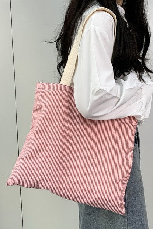 Large Organic colorful stripe Shoulder Tote Bag | 40P585