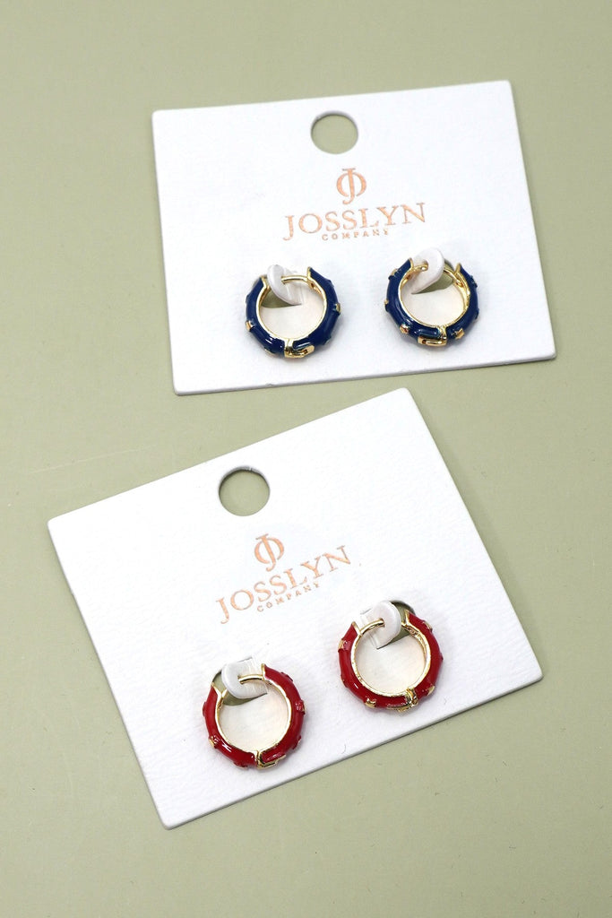 VINTAGE CLOISONNE STAR HUGGIE HOOP EARRINGS | 40E433