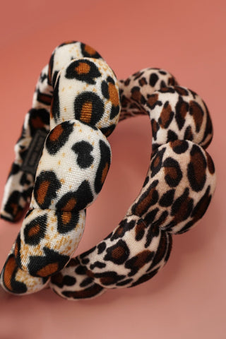 SPA SPONGE LEOPARD ANIMAL SCALLOPED HEADBAND | 40HB187