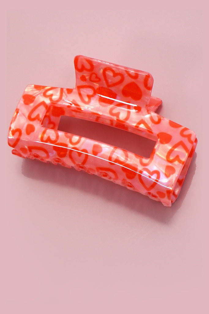 VALENTINE'S GIFT RECTANGLE HEART HAIR CLAW CLIPS | 40H1025