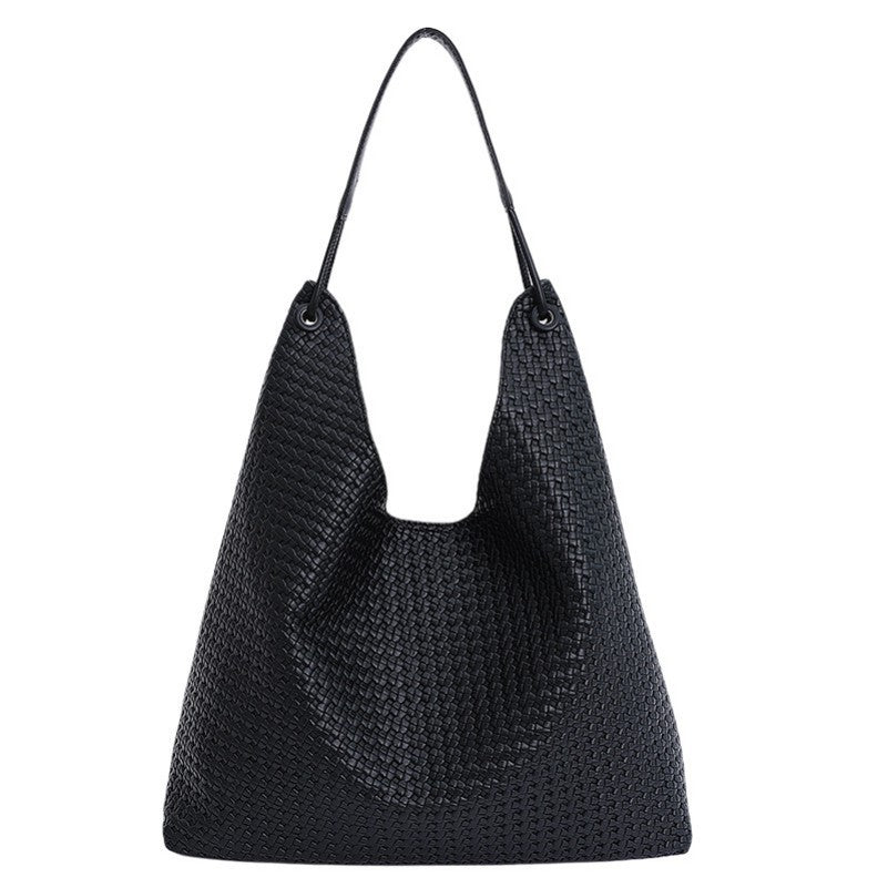 VEGAN FAUX LEATHER WOVEN TOTE SHOULDER BAG | 40P587