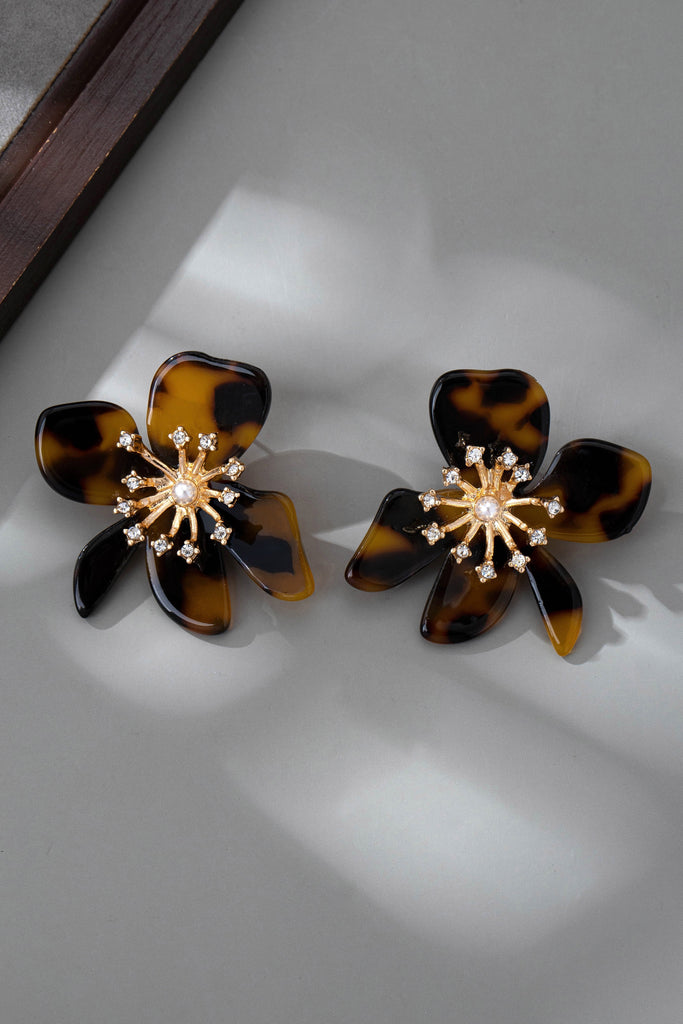 FLORAL RHINESTONE TORT STUD EARRINGS | 80E61435