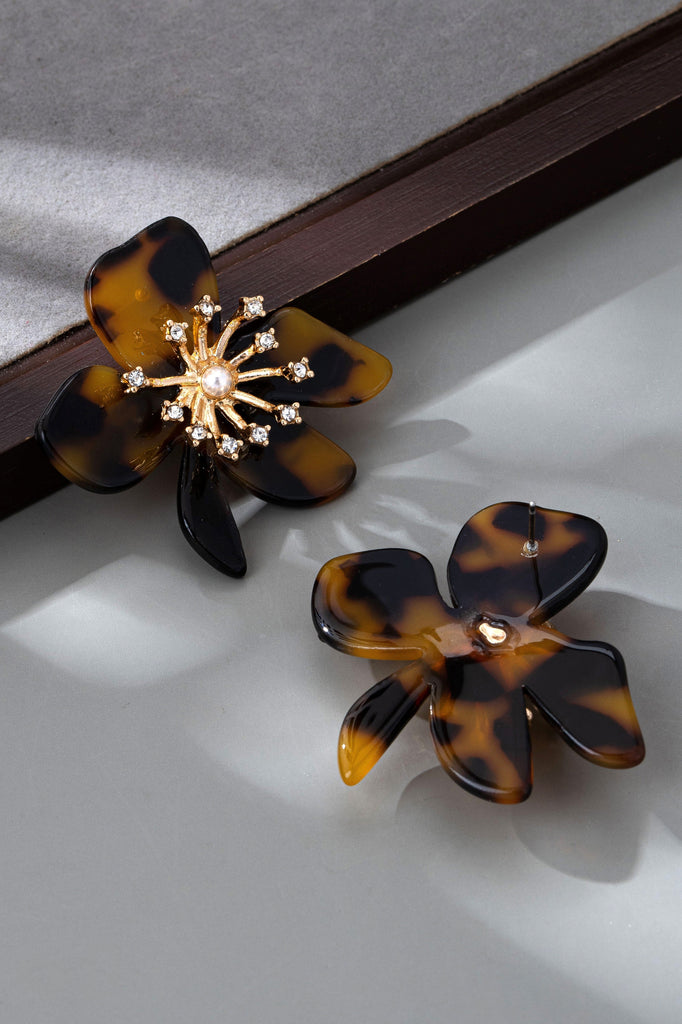 FLORAL RHINESTONE TORT STUD EARRINGS | 80E61435