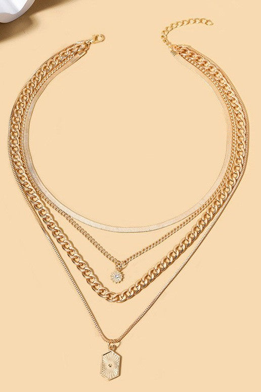 DOUBLE CHARM MULTI LAYER NECKLACE | 40NK9609