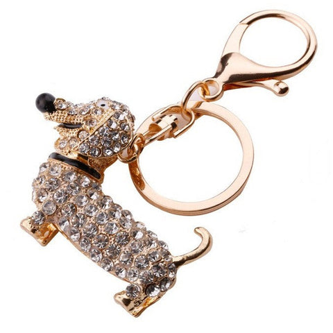 BAG CHARM KEY CHAIN - BLING RHINESTONE DOG | 40KC167