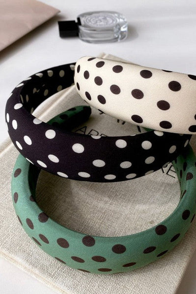 POKA DOT PUFFED SPA HEADBAND HAIR BAND | 40HB189