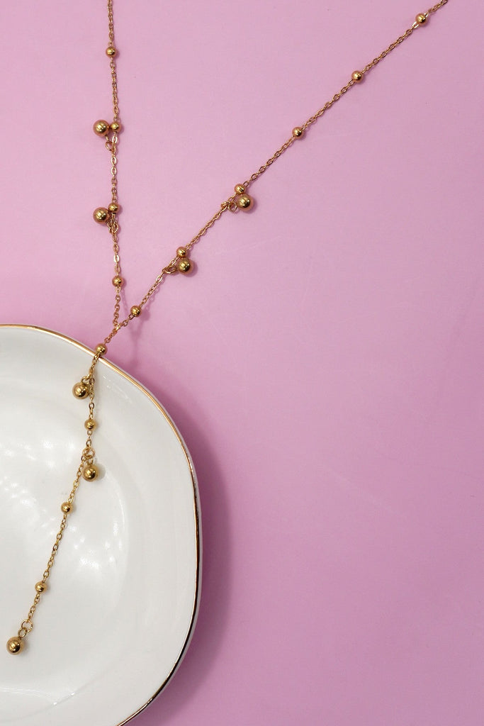 18K STAINLESS STEEL TARNISH FREE BALL Y NECKLACE | 40NK9617