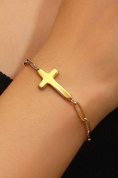 18K STAINLESS STEEL TARNISH FREE CROSS BRACELET | 40B5202