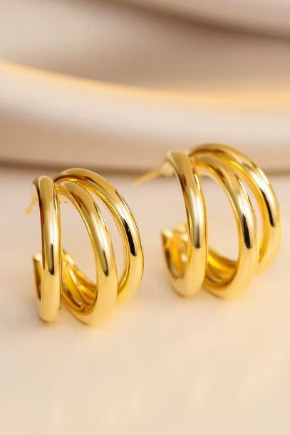 18K STAINLESS STEEL WATERPROOF TARNISH FREE HOOPS | 40E440