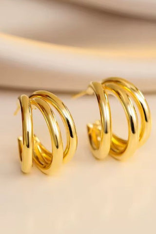 18K STAINLESS STEEL WATERPROOF TARNISH FREE HOOPS | 40E440