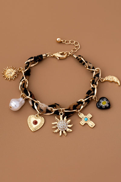 CHARM SCARF BRACELET-CROSS HERT SUNBLAST PEARL | 80B1574