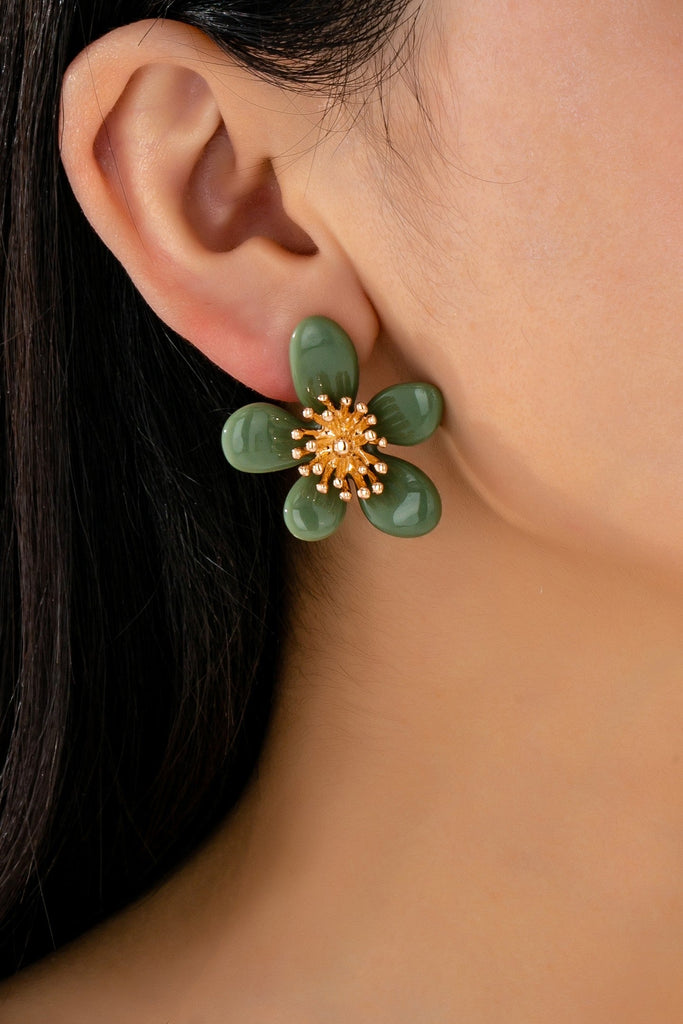 RESIN VINTAGE FLORAL GOLD EARRINGS | 80E61521
