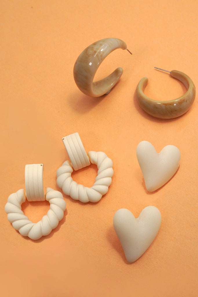 MULTI CLASSIC ACRYLIC TRIO HOOP STUD EARRINGS | 40E447